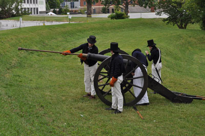  Crew sponges the Cannon on Main Battery at Fort Norfolk, Norfolk VA - Photo by Steven Forrest