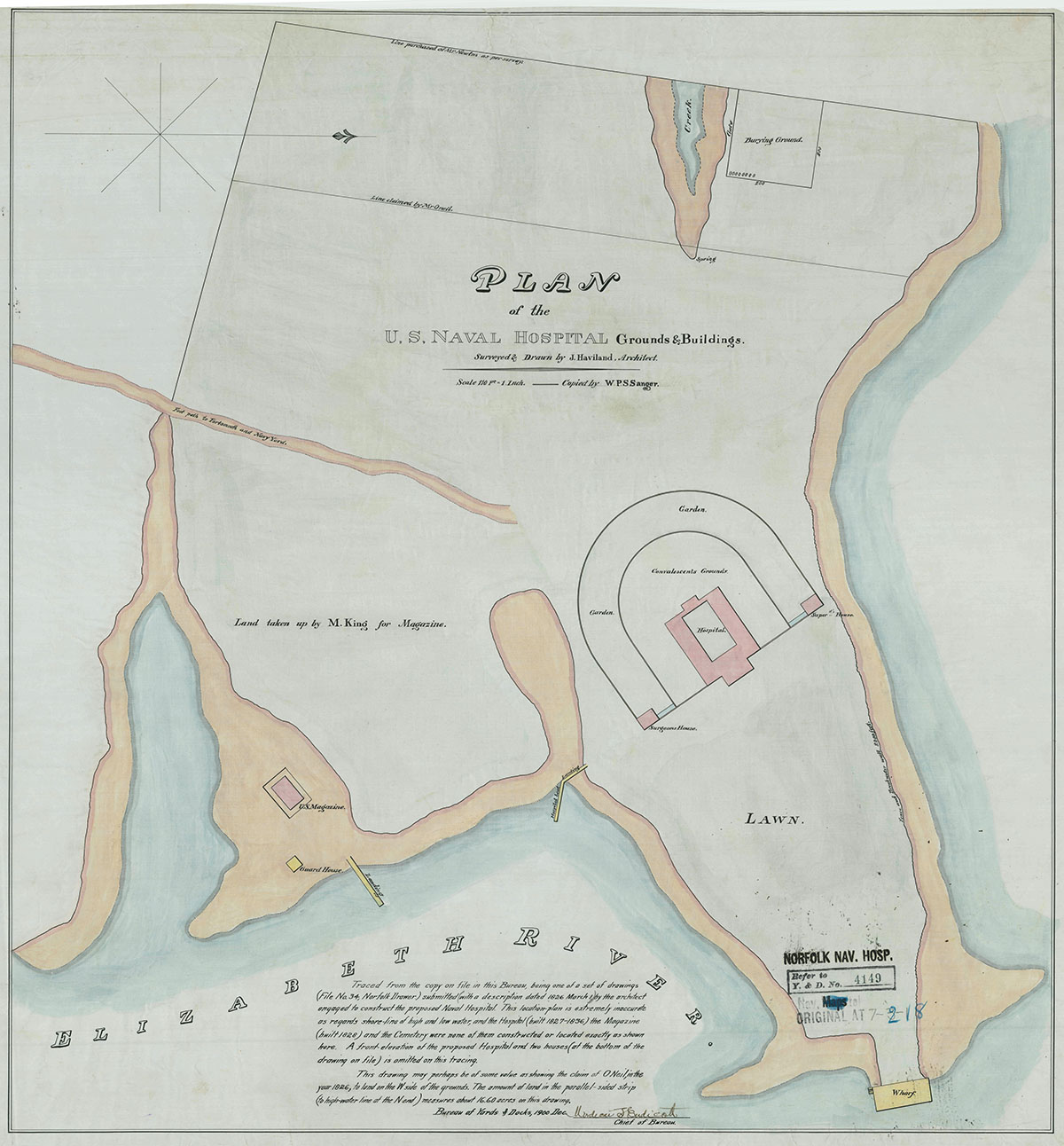 1826 Plan of Norfolk Naval Hospital Grounds