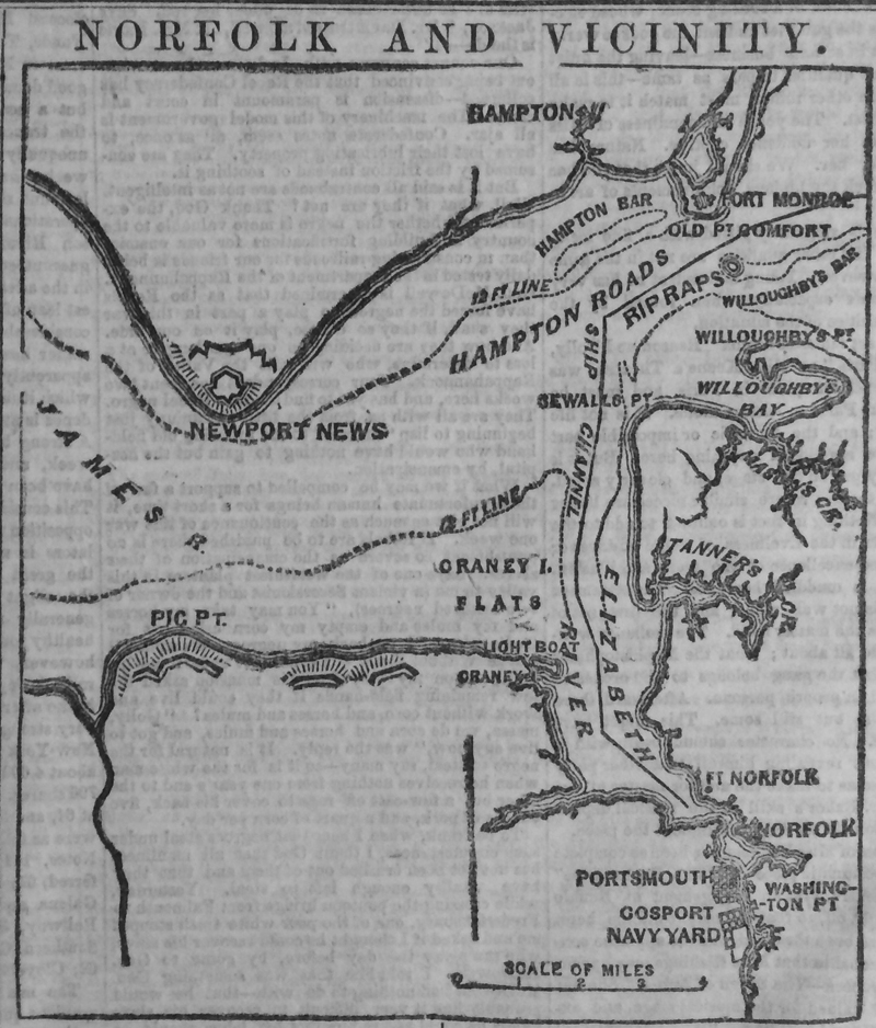 1862 Map of Norfolk VA area