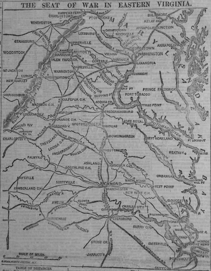 Surrender of Norfolk - 1862 Virginia Map