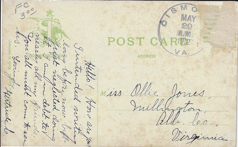 Fort Norfolk Postcard Back
