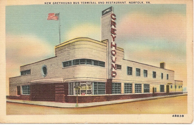 New Greyhound Bus Terminal and Restaurant Postcard