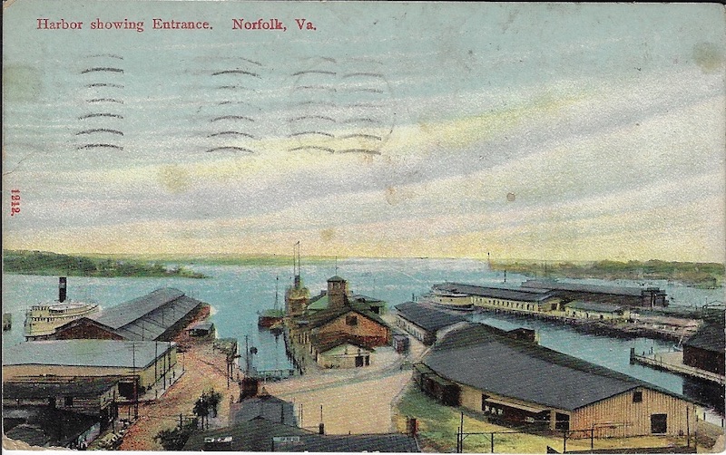 Norfolk harbor showing entrance  Postcard