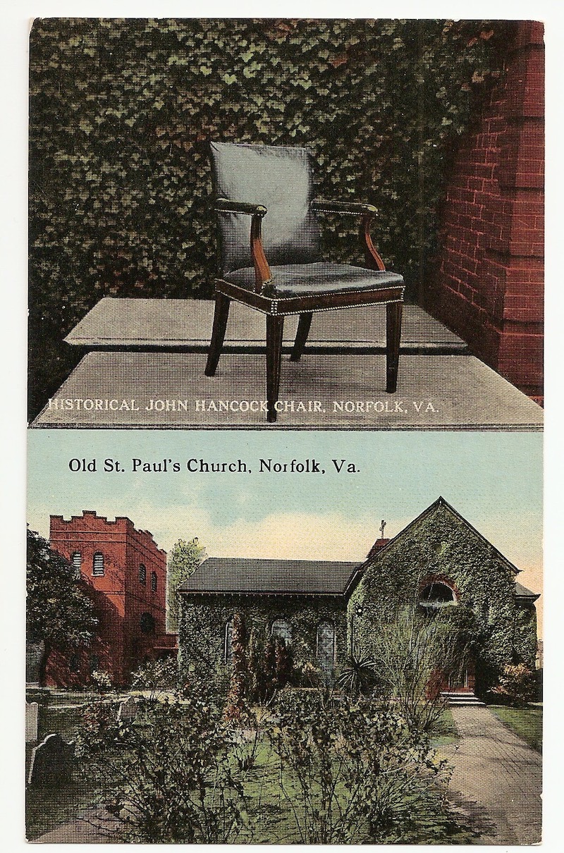 John Hancock Chair and Old St. Paul's Church Postcard
