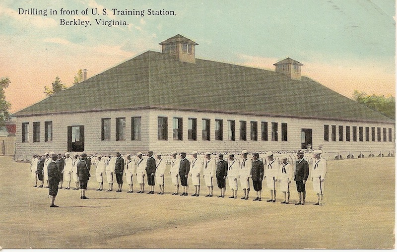 Drilling in front of US Training Station Postcard