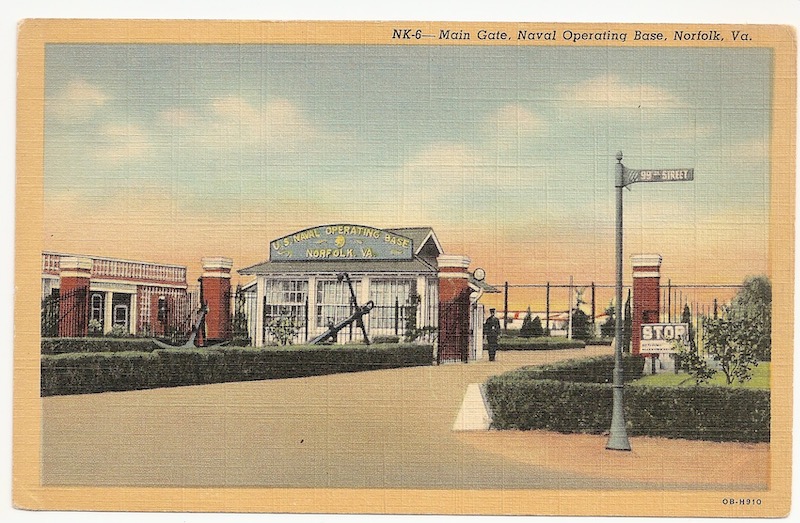 Main Gate Naval Operating Base Postcard