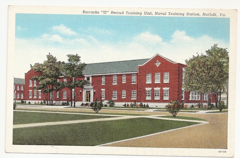 Barracks G Recruit Training Unit, Naval Training Station Postcard