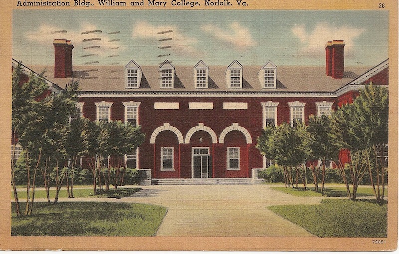 Administrative Bldg. William and Mary College Postcard