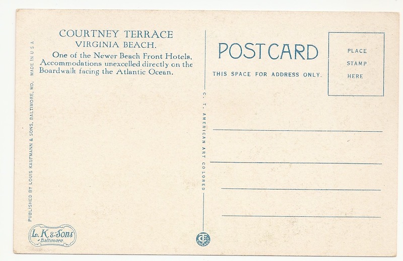 Courtney Terrace Postcard Back